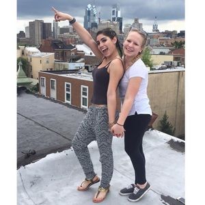 Gray and black Aztec jogger pants